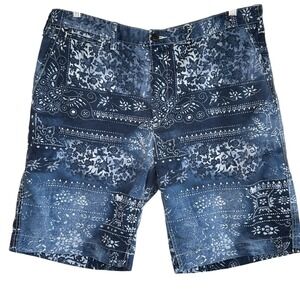 Polo Ralph Lauren Bandana Patchwork Print Shorts 38 Chino Relaxed Golf Pony Blue